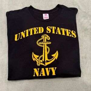 United States Navy Anchor T-Shirt Bayside Made in USA XL Black